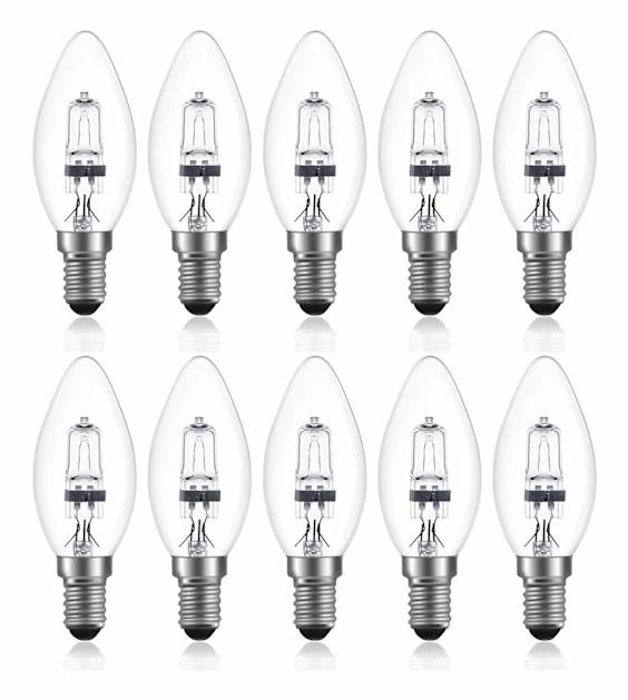 10-pack E14 18W Dimbara Halogenlampor Varmvit 2700K Dimbara Ljuslampor C35 Edison Skruvlampa (SES), Ersätter 3-5W LED-lampor För Ljuskronor