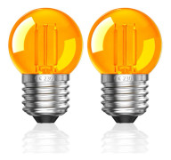 1W E27 LED Vintage Glödlampa, G40 LED Glödlampa E27 Varmvit 2000K Amber Färgad LED Glödlampa för Nattlampor Hälsosam Sömn, 10W Ekvivalent, Ej Dimbar, 2-pack