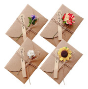 Pieces Retro Kraft Handgjorda Tackkort Grattiskort Tomma Kuvert Torkade Blommor Vykort