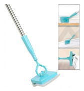 Baseboard Cleaning Tool with Handle and 2 Reusable Cleaning Pads, No-Bending Mop, Long Handle, Adjustable