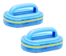 Kitchen Cleaning Bathroom Toilet Glass Wall Cleaning Bath Brush Plastic Handle Sponge (Blue)