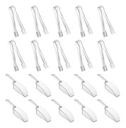 Hqleshui 10-pack plast serveringstång, mini kökstång och 10-pack plast köksskedar, dessert, buffé, is-tång
