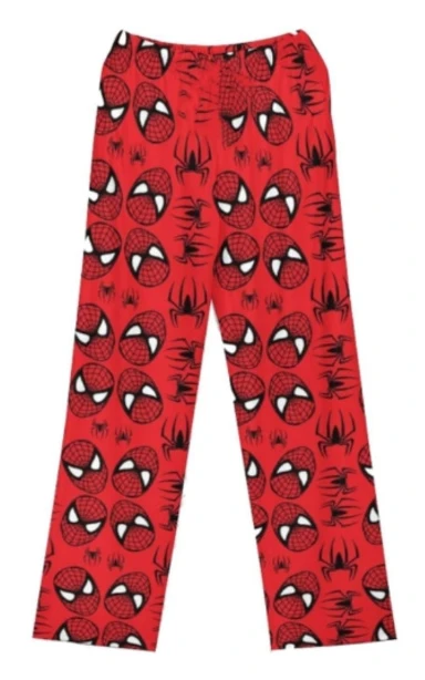 Dam Jul Tecknad Fleece Pyjamasbyxor, Flickor Print Flanell Sovkläder Byxor Present (Helt Tryckt) Röd Spindel XL