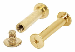 Bindande Chicago-skruvar, 30 set mässingsbelagda bindskruvar i kolstål, mässingston, 0,20x0,98 tum/5 mm x 25 mm