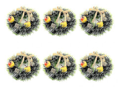 6 st Julgransringar, Små Ljusmanschetter Konstgjorda Bär Snöiga Tallbarr Ljusmanschetter för Bröllopsdekoration Jul {AZC} Green-yellow