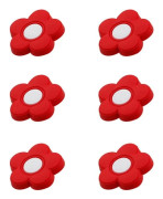 Set med 6 flexibla dragknoppar i gummi med tecknade figurer för barn, flickor och pojkar, juets bibliotek (blomma, röd)