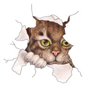 1 st (söt katt [12,5*16cm]) 3D katt väggdekaler - roliga dekorativa klistermärken - kylskåp - toalett - rum - bil