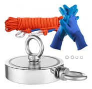 Fiske Magnet Kit 2000 LBS, Dubbelsidig, Stark Dragkraftsrep med Karbinhake