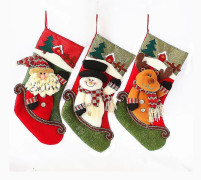 QQ-Julstrumpor Stora Julstrumpor Dekorationer, Tomte, Snögubbe, Genomskinliga Hängande Ornament För Julgran, Juldekorationer För Familjen H