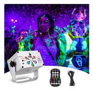 Discolampa, 120 lägen festlampa discolampa med 2M USB-kabel och trådlös fjärrkontroll 360° roterbar RGB discolampa svart ljus röst
