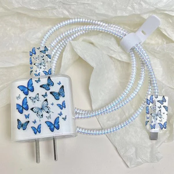 USB-kabel skydd US Laddare Skydd Omslag e Stil Prot BLÅ
