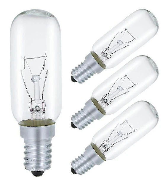 Kompatibel med fläktkåpor: E14 40W, T25 230V glödlampa, varmvit 2700k, dimbar, 4-pack