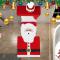 4-delars jultema badrumsinredningsset, mattor, tanklock, toalettpappershållare och tomtehandduk för juldekoration inomhus, festgåvor (Tomte)