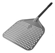 Professionell 88 cm extra stor svängbar perforerad pizzaspade med hårdanodiserad aluminiumkonstruktion