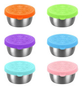 6-pack Salladsdressingbehållare för Resan, 40 ml Återanvändbara Små Kryddbehållare med Lock, Läcksäkra Silikon