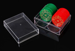 Transparent akryl pokerchipbricka, rymmer 40 marker