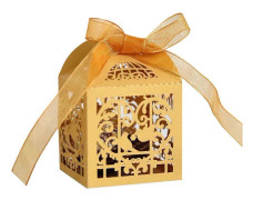 100x Bröllops Souvenir Bröllopsgåvor Lådor för Bröllopsfest Dekoration Golden