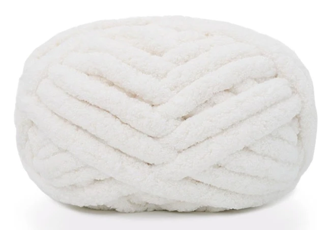 2 st Chunky Chenillegarn för Handstickade Filtar, Supermjukt Stort Jumbogarn (Vit)-FF-