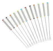 Rostfria Fonduegafflar, Set om 12, Marshmallow Grillpinnar, Värmebeständigt Handtag, Gafflar (24cm)