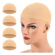 {CACA} 4-pack Passande Andningsbara Svettabsorberande Peruker för Kvinnor (Tan)