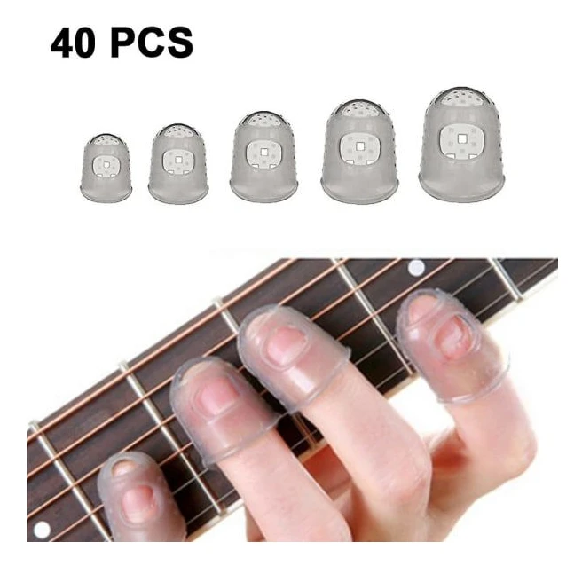 Silikon gitarr fingerskydd, gitarr fingertopp transparent