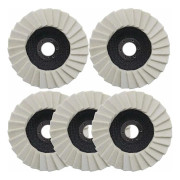 5 Pcs Betterlife Wool Felt Polishing Wheel, 125mm Grooved Washer Flap Disc for Stainless Steel Glass Metals Aluminum Angle Grinder