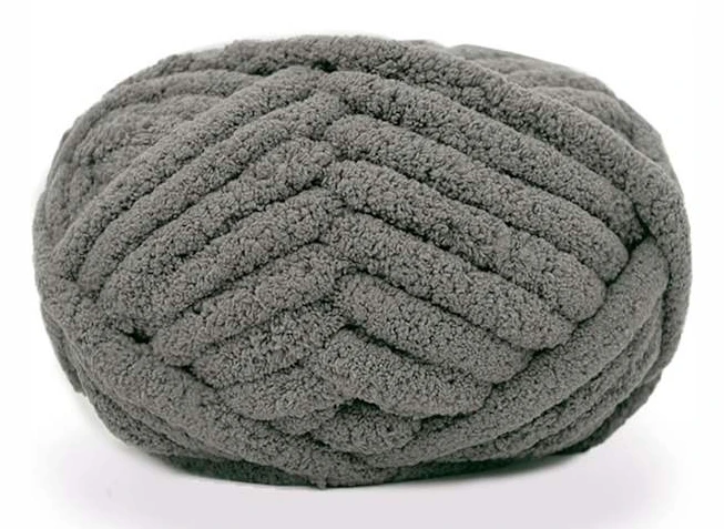 st Chunky Stickgarn Chenille för handstickade filtar, Supermjukt Stort Jumbo Garn (Mörkgrå)