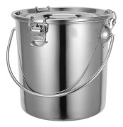 Rostfri hink med låsbart lock, förbättrad hållbarhet, kompatibel med bred användning, silver