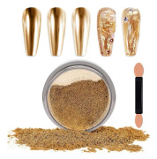 Krom Nagelpulver Spegeleffekt Metalliskt Damm Holografiskt Glitter Glaserad Manikyr Dekoration Reflekterande Pigment för DIY Guld