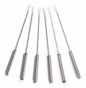 Rostfritt stål Grytgaffel Grillgaffel med handtag Dessertgaffel för kött Chokladostspett 24cm 6st