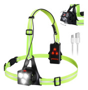 USB-uppladdningsbar 500 Lumen Löparbröstlampa med Reflexränder 120° Justerbar Vinkel för Jogging Vandring Utomhussporter