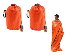 Utomhuscamping, första hjälpen sovsäck, orange, med förvaringsväska och visselpipa, 213*91cm, 2st