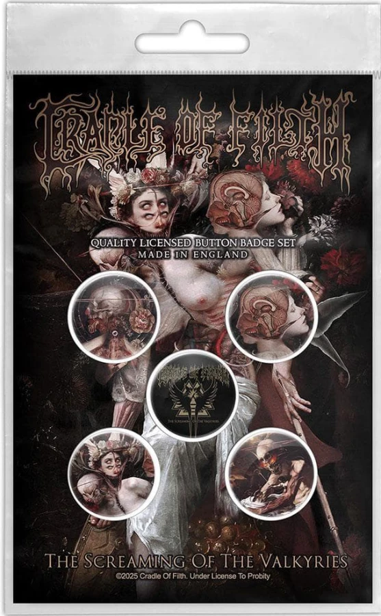 Cradle Of Filth Screaming Of The Valkyries Badge Set (Pack of 5)