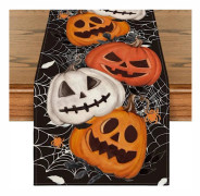 Halloween Dekorationer, Svart Pumpa Spindelväv Bordslöpare, 13x72 Tum