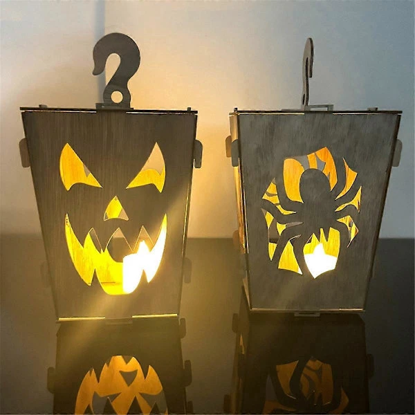 Halloween Träbelyst Pumpa för Bordsdekoration, B_qcx