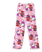 Dam Jul Tecknade Fleece Pyjamasbyxor, Flickor Tryckta Flanell Sovbyxor Present (överallt tryck) KT Katt rosa XXL