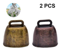Metallic Cow Bells for Football Games, Weddings, Classroom Use 2 Pcs Bd