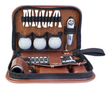Golftillbehör Set, Utomhus Sport Läder Golfare Golfarrangör Multifunktionell Golftillbehör Kit med Golfboll