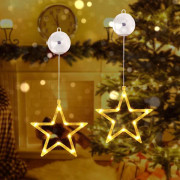 Juldekorativt fönster med stjärna, (2 st) 10 LED-gardinlampor