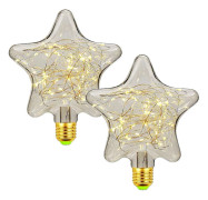 {CA}LED E27 Deko Kreativ Fairy Glödlampa 1.5w Varmvit Edison Glödlampa Dekorativ Stjärna & Hjärta Belysning för Jul, Fest, Bröllop