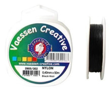 VAESSEN KREATIV NYLON TRÅD SVART, 0,4MM, RULL 50M, INTE ELASTISK,