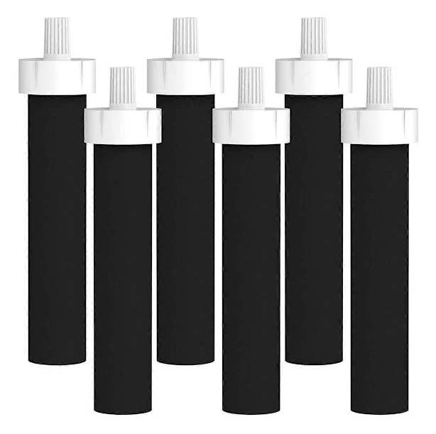 Vattenflaskfilter, Ersättning för BB06, Hårt Vattenflaskfilter, 6-pack SvartVit