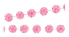 Pompongirlander - 2 stycken - Rosa - 3.65 meter - 18 pomponer á 14 cm