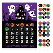 Halloween Nedräkningsaffisch, 1 st, 30-dagars Spöke/Katt Avtagbart Klistermärke