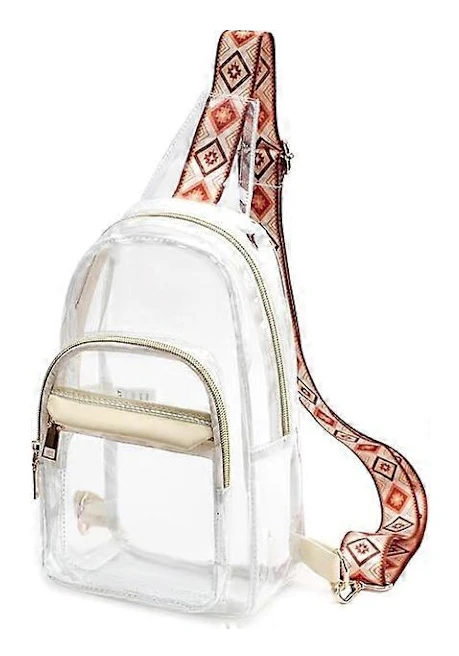 Genomskinlig Sling Bag Herr Stadium Godkänd Transparent Axelväska för Kvinnor Crossbody Väska med Justerbar Rem, T560