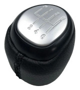 Växelspaksknopp i läder Damaskskydd Kompatibel med SAAB 9-3 2003-2012 5/6 Växel 6 Speed Silver