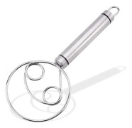 Danish Dough Whisk Stainless Steel, Manual Dough Scraper and Flour Coil Whisk Stirrer, Bread Cake Leveler, Dough Mixer