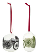 Marimekko Siirtolapuutarha julgransdekoration 2-pack, vit/svart/grön