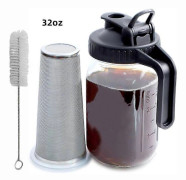 Cold Brew Coffee Maker Jar - 946ml Thick Glass Versatile Mason Spout with Handle & Stainless Steel Filter for Iced Coffee, Lemonade