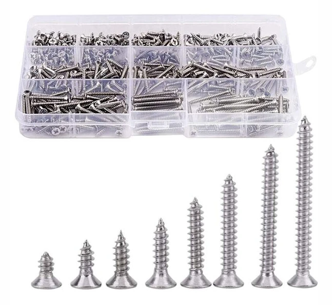 400 Pieces Stainless Steel Countersunk Screws Cross Flat Head Wood Screws